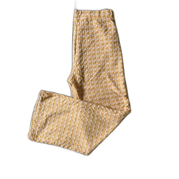 Zara Retro Jacquard pants Sz M in Gold & Cream Print Twee Preppy Minimalist Boho - Picture 5 of 5